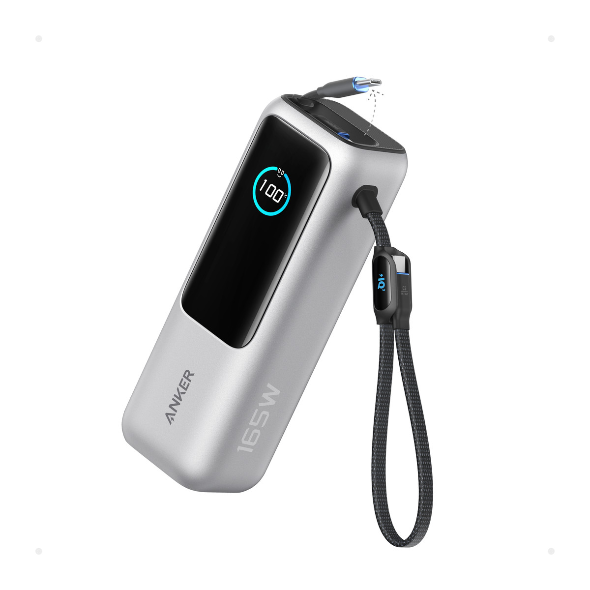 Batería portátil para laptop Anker 25000 mAh 165 W con cables integrados Plata