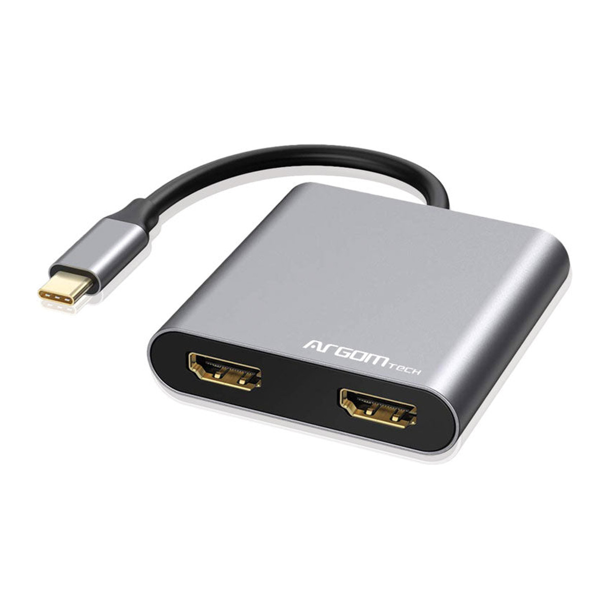 Hub USB-C Argom One Axess 4 en 1 doble HDMI Gris