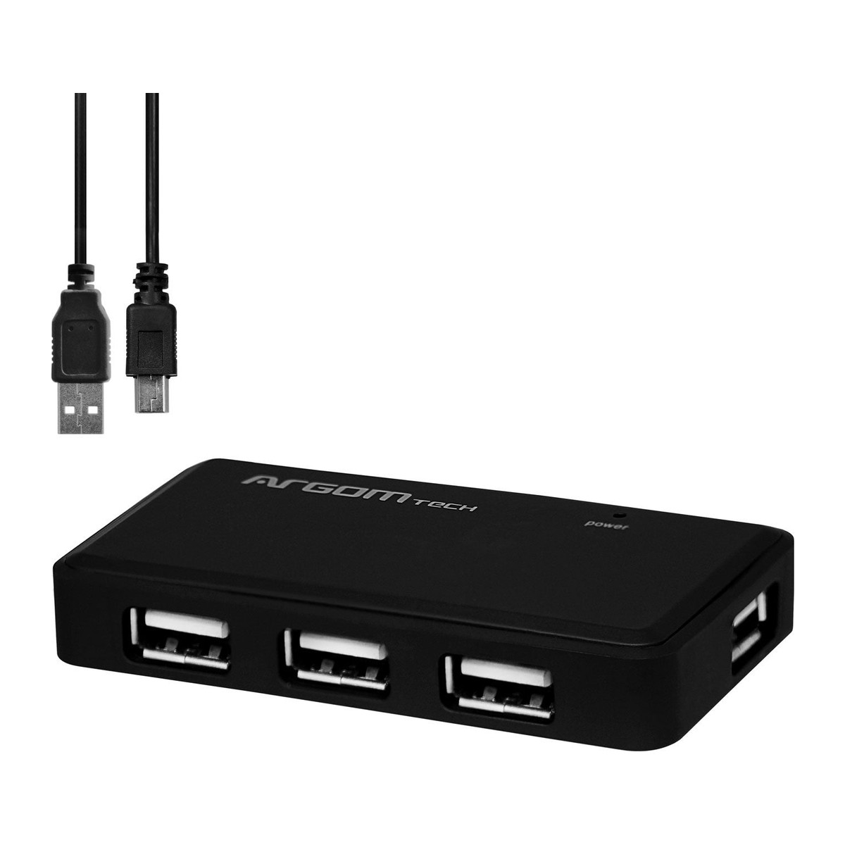 Hub USB 2.0 de 4 puertos Argom 88H Negro