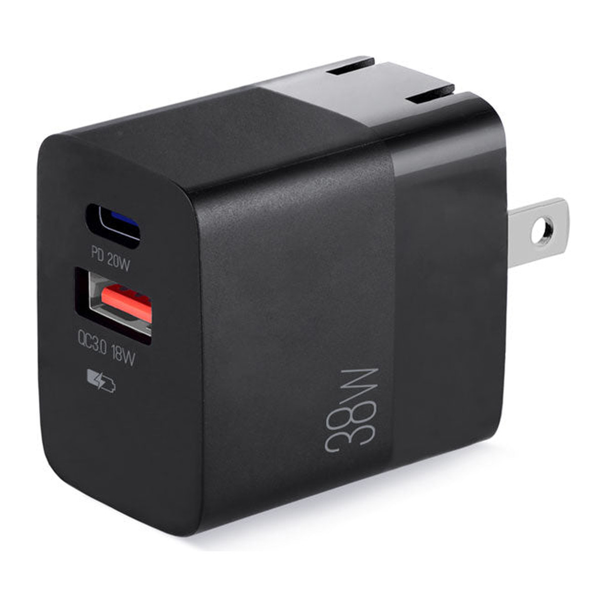 Cargador de pared Argom Volta P4 38W USB-C y USB Negro