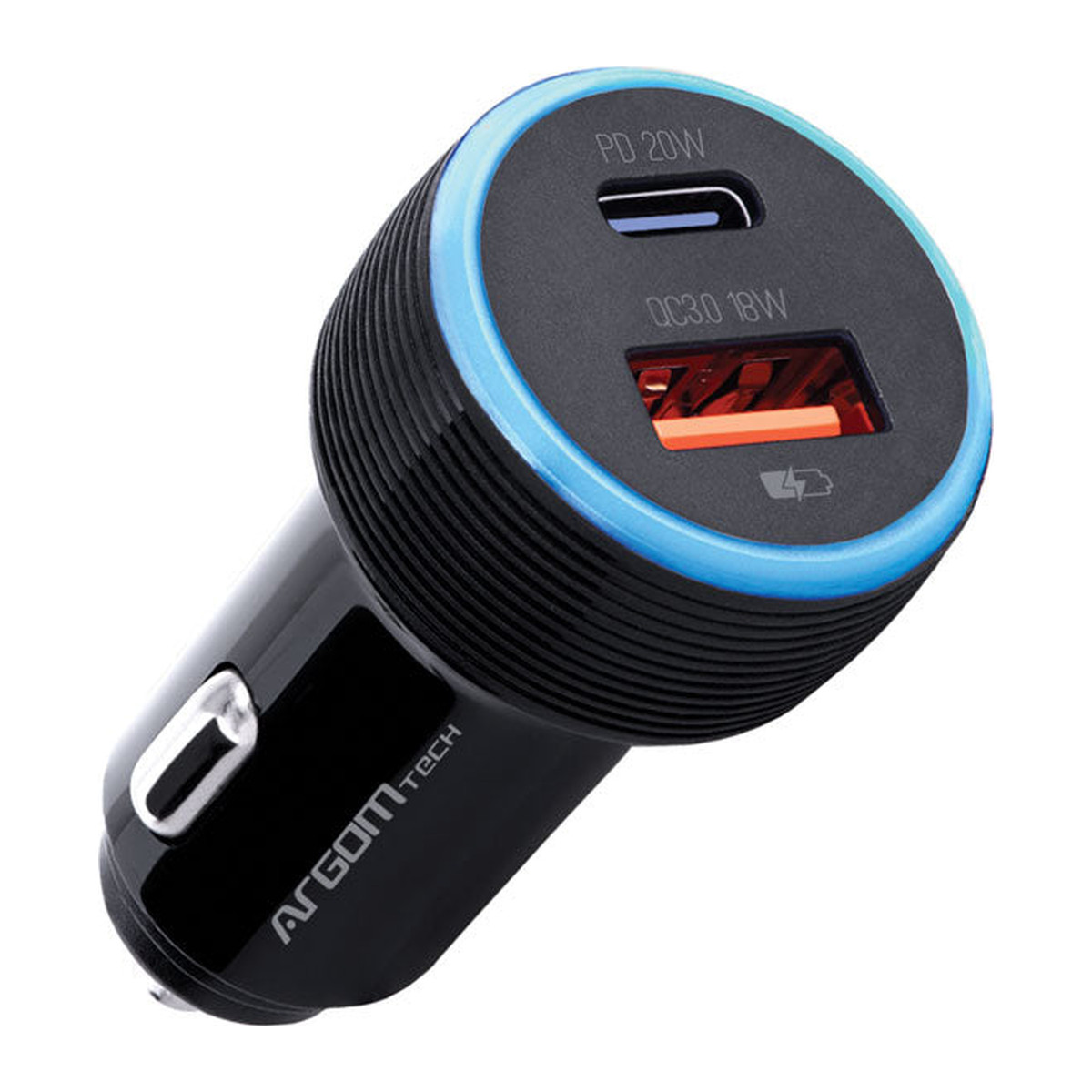 Cargador para carro Argom Force C1 38W USB-C y USB Negro