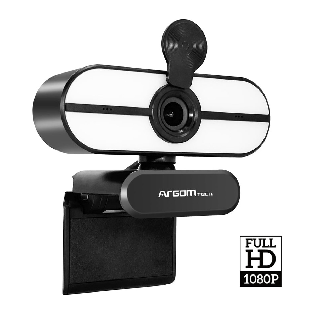 Cámara web Argom CAM45 Full HD 1080p con luz LED y micrófono Negro