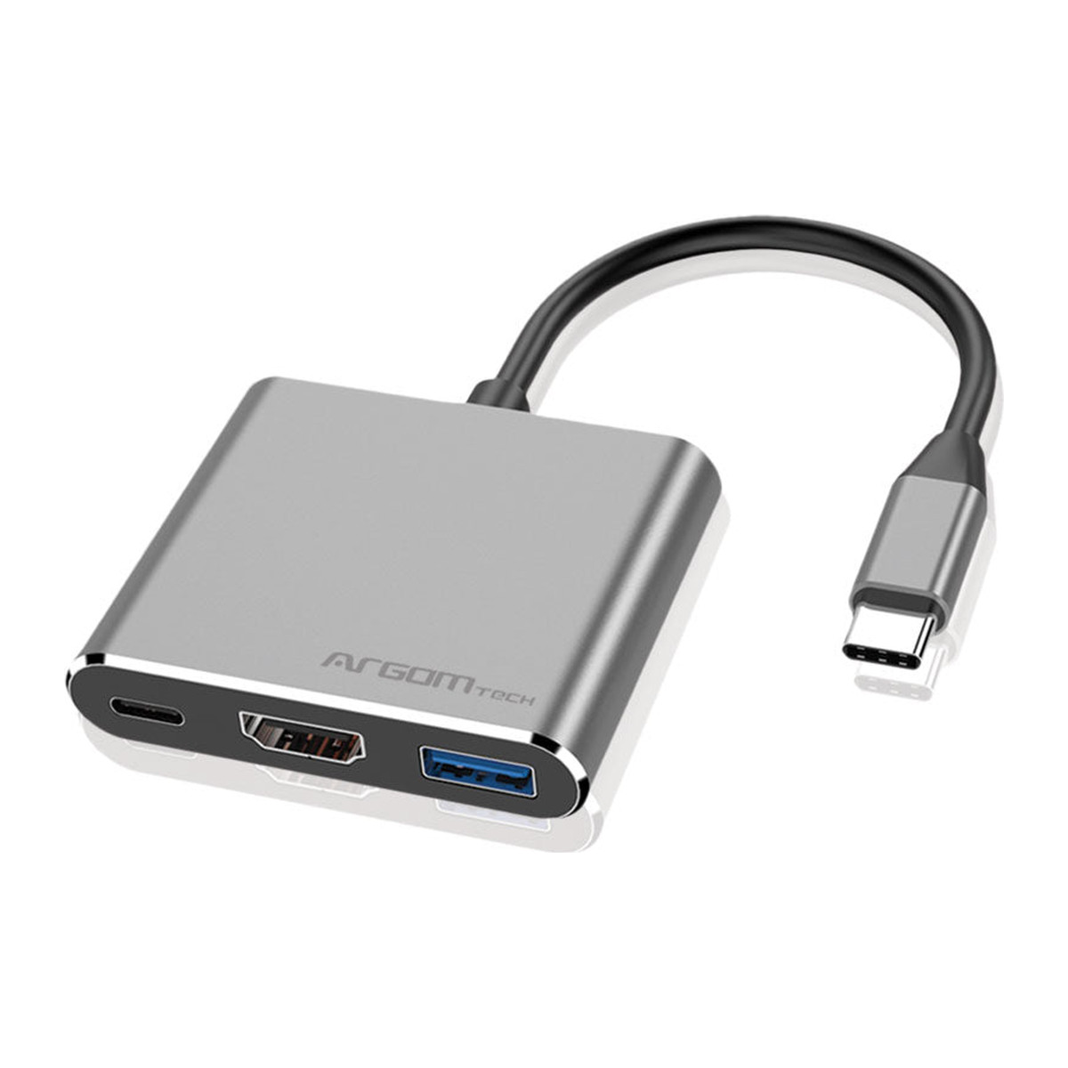 Hub USB-C 3 en 1 Argom One Axess HDMI 4K Gris