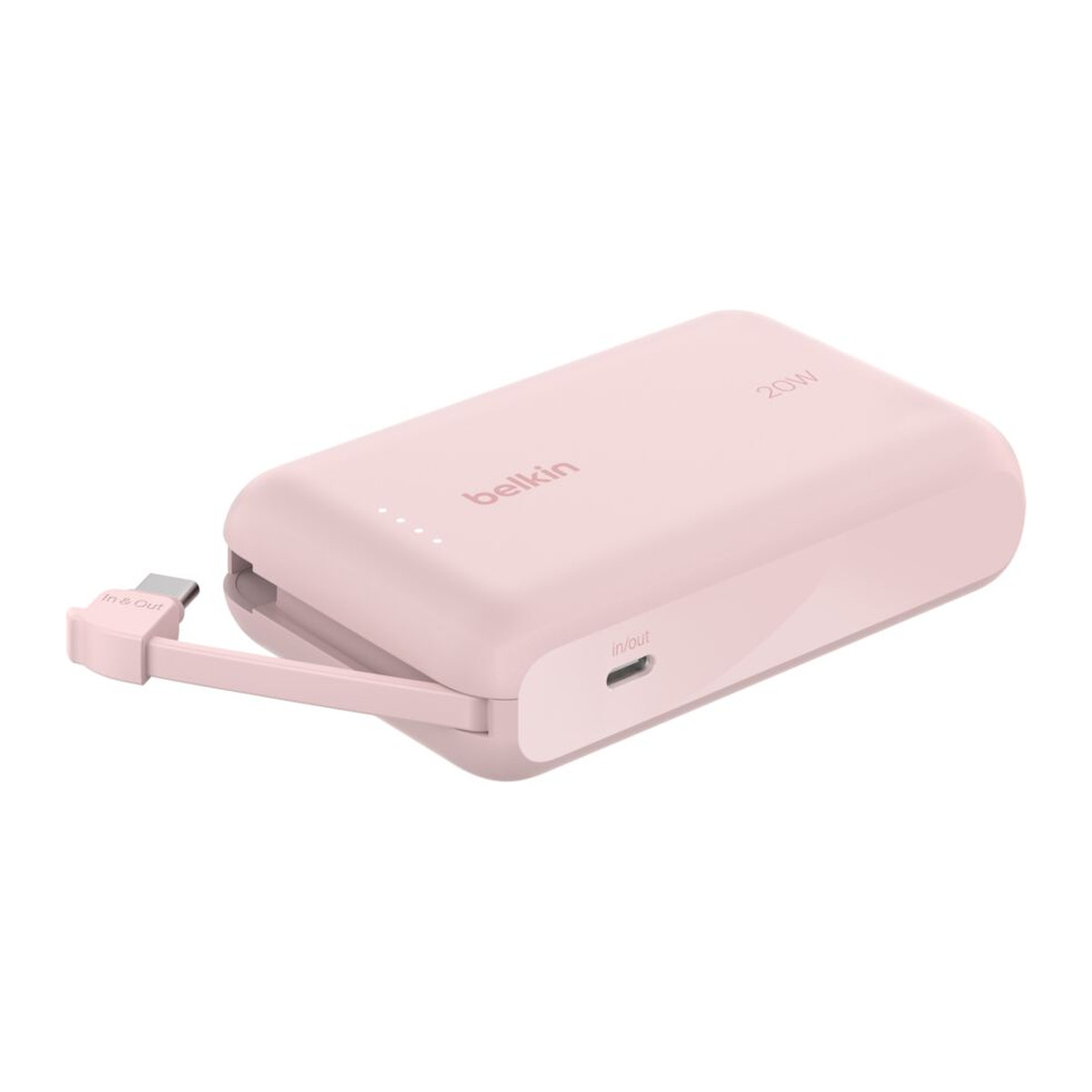Batería portátil Belkin BoostCharge 10000 mAh 20 W con cable USB-C Rosado