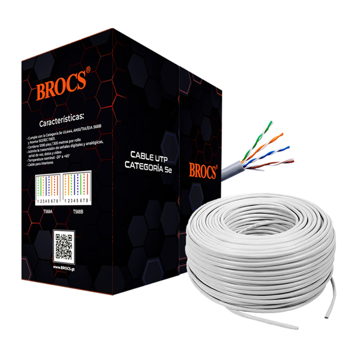 Bobina de cable UTP BROCS Cat 5E 24 AWG