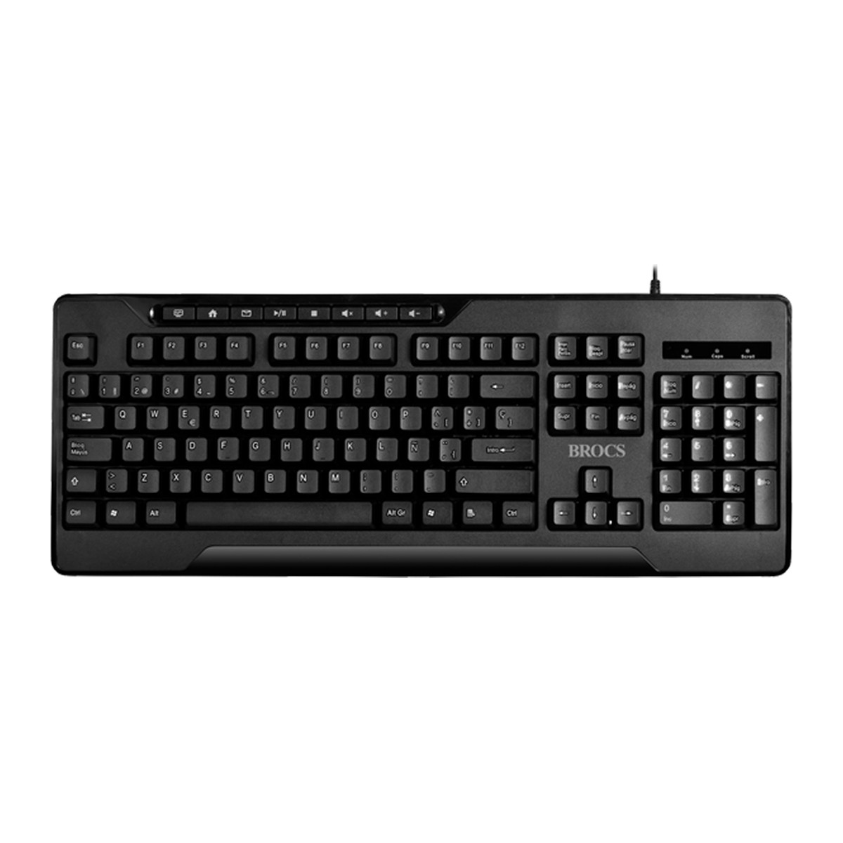 Teclado BROCS Confort Multimedia alámbrico Negro