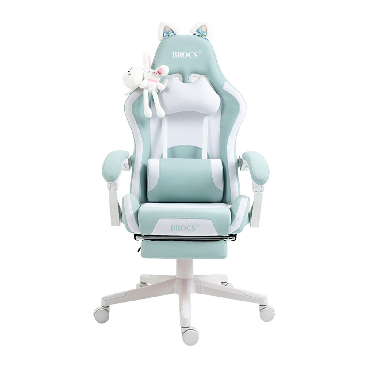 Silla gamer BROCS BR6655 reclinable Celeste/Blanco