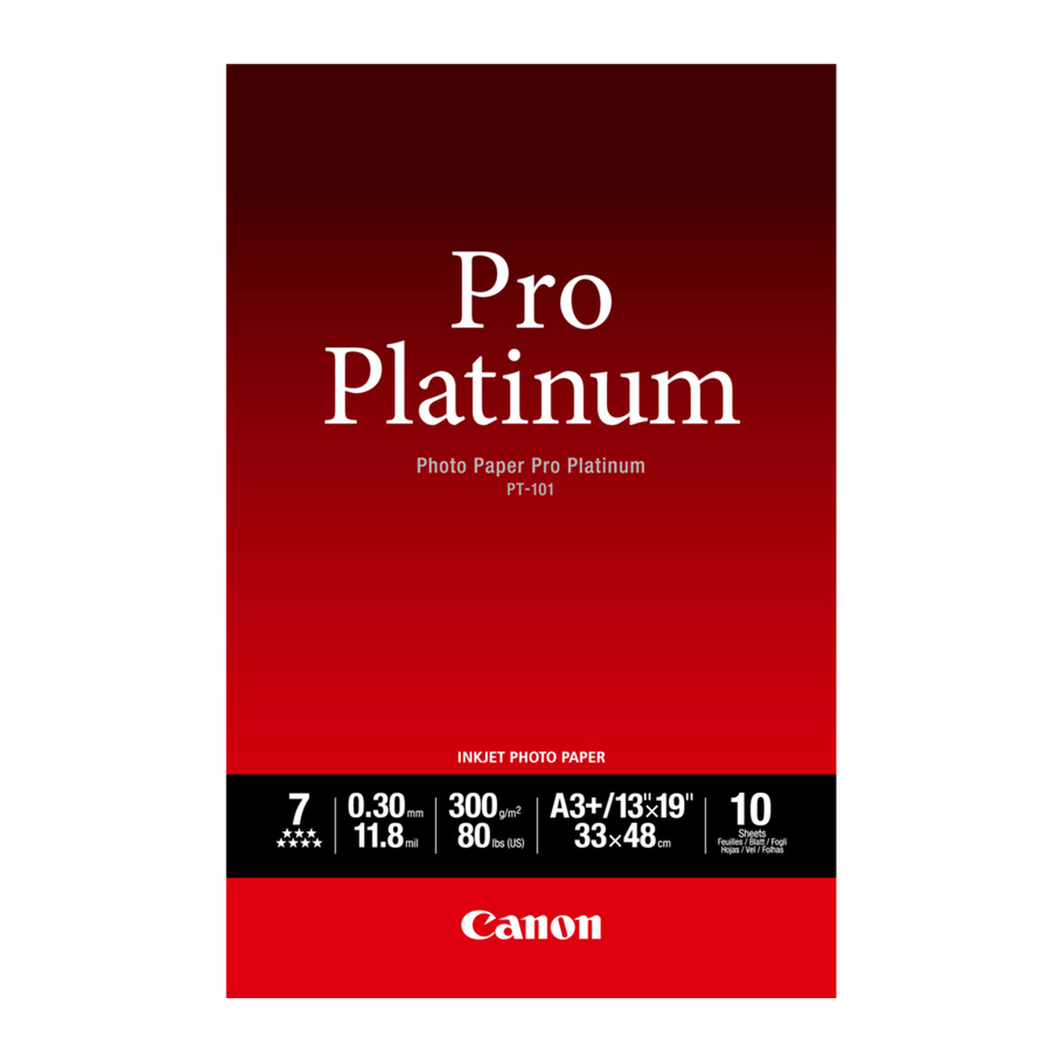 Papel fotográfico Canon Pro Platinum PT-101 A3+ 10 hojas
