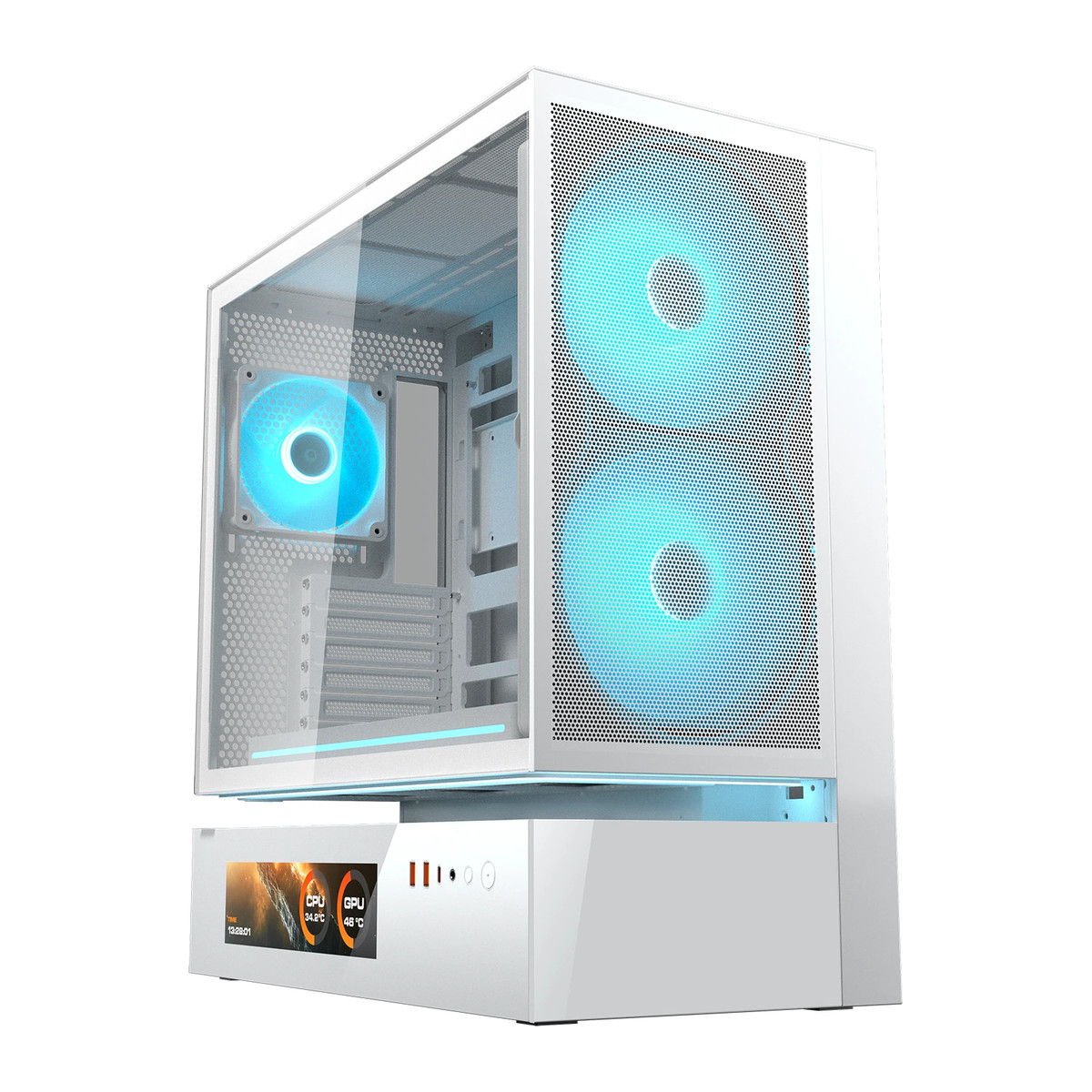Gabinete Cougar CFV235 Mesh Vision con pantalla LCD Blanco