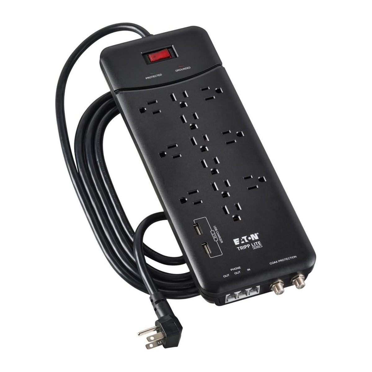Protector contra sobretensiones Eaton TLP128TTUSBB 12-Outlet Gris