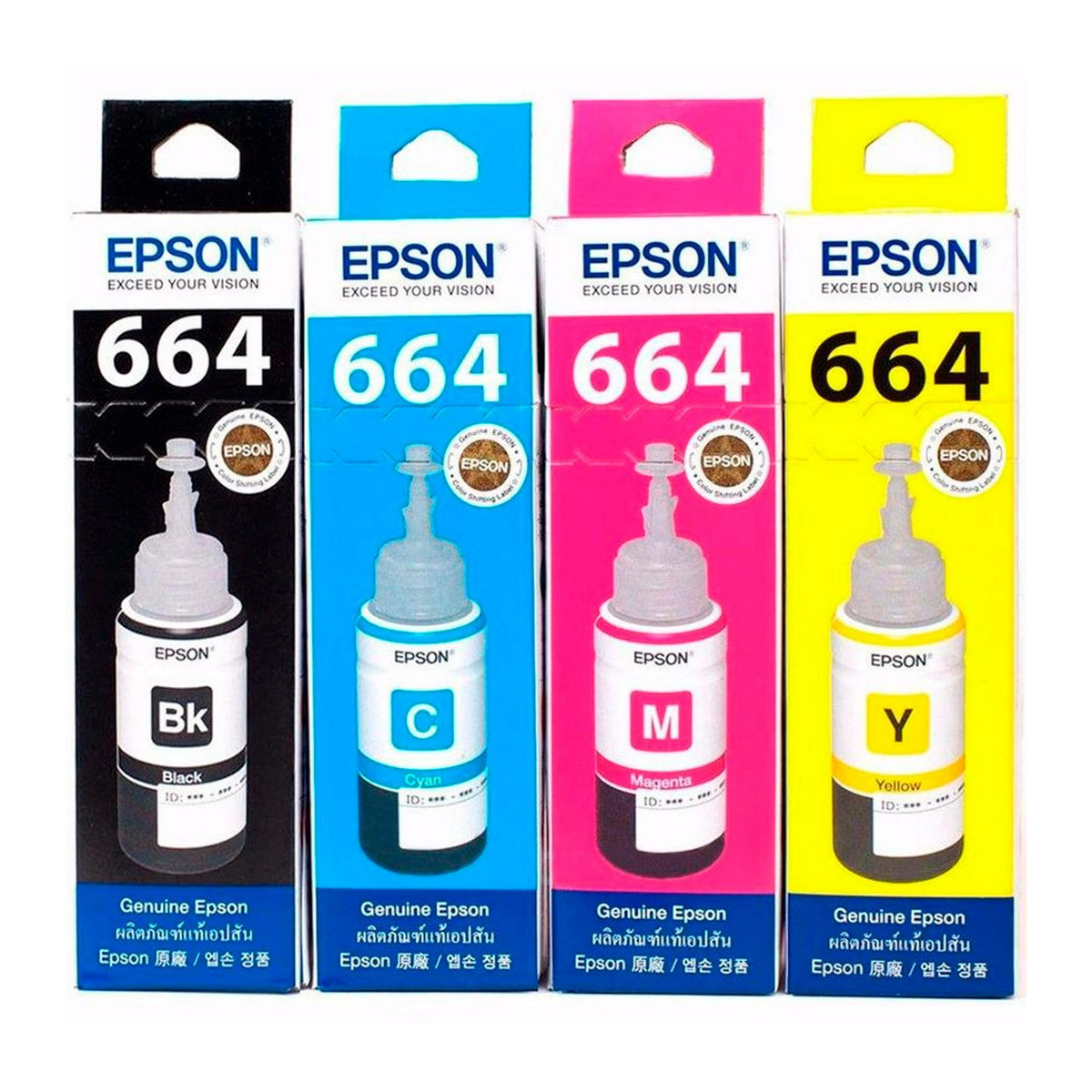 Botellas de tinta Epson T664 juego de 4 colores
