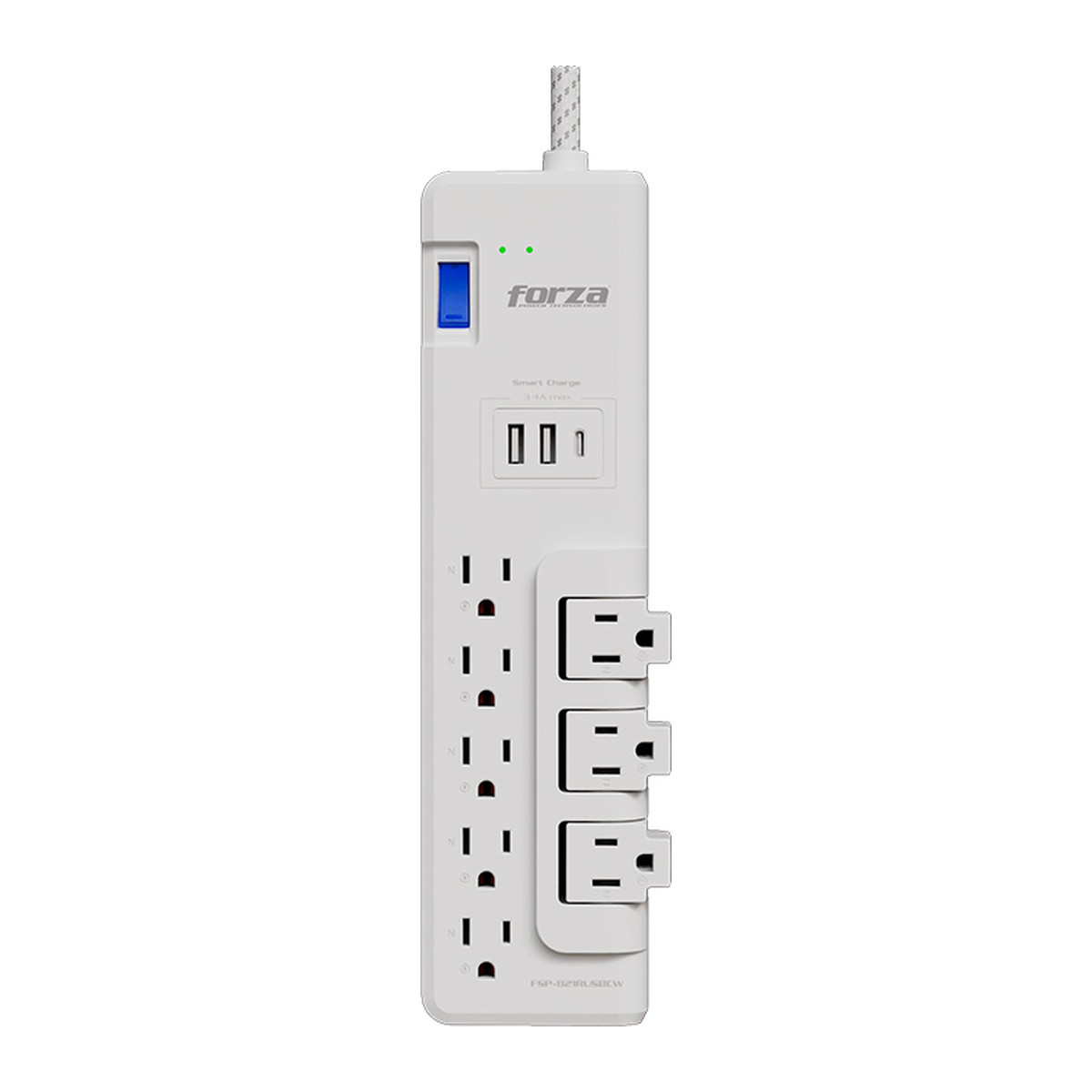 Protector de sobretensión Forza FSP-821RUSBCW 1625W Blanco