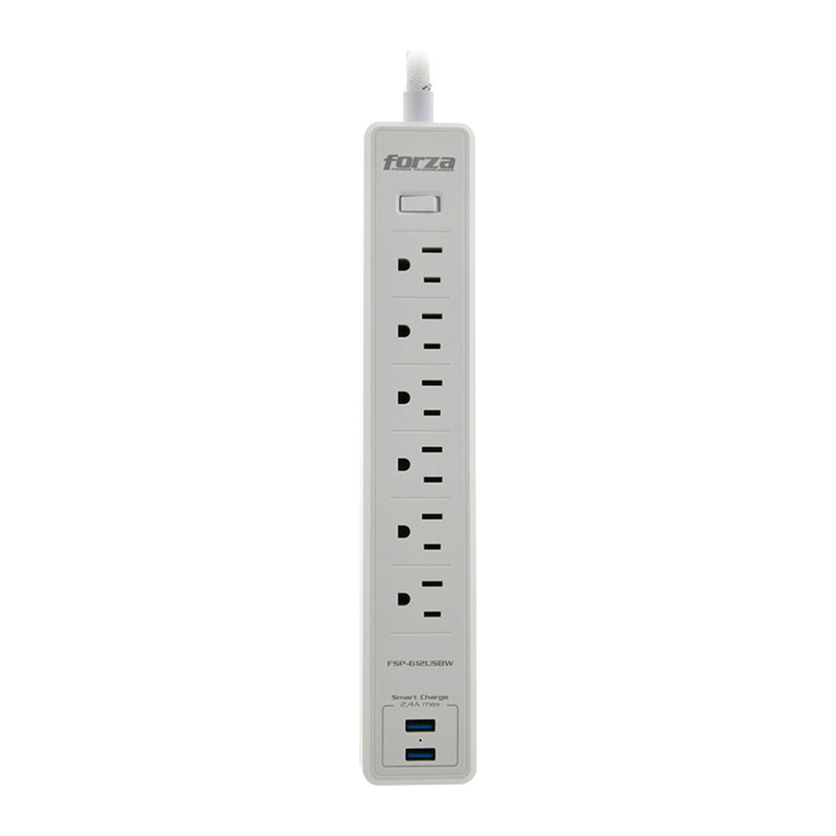 Protector de sobretensión Forza FSP-612USBW 6 tomas 1200 J con 2 USB