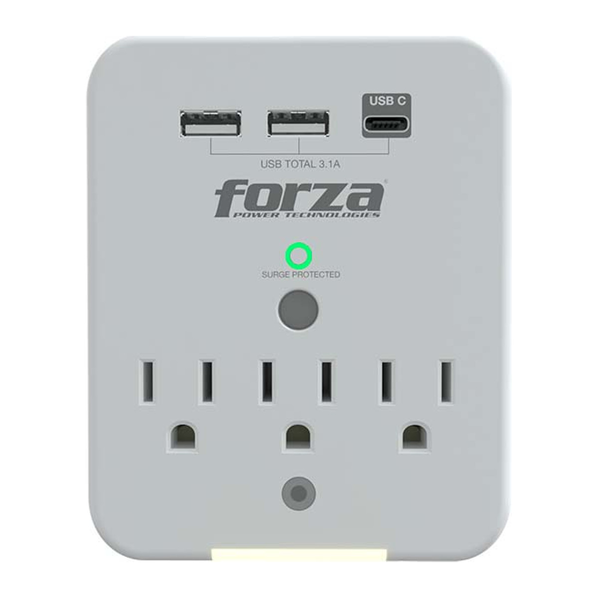 Toma múltiple de pared Forza FWT-331USBC con USB-C 1875 W Blanco