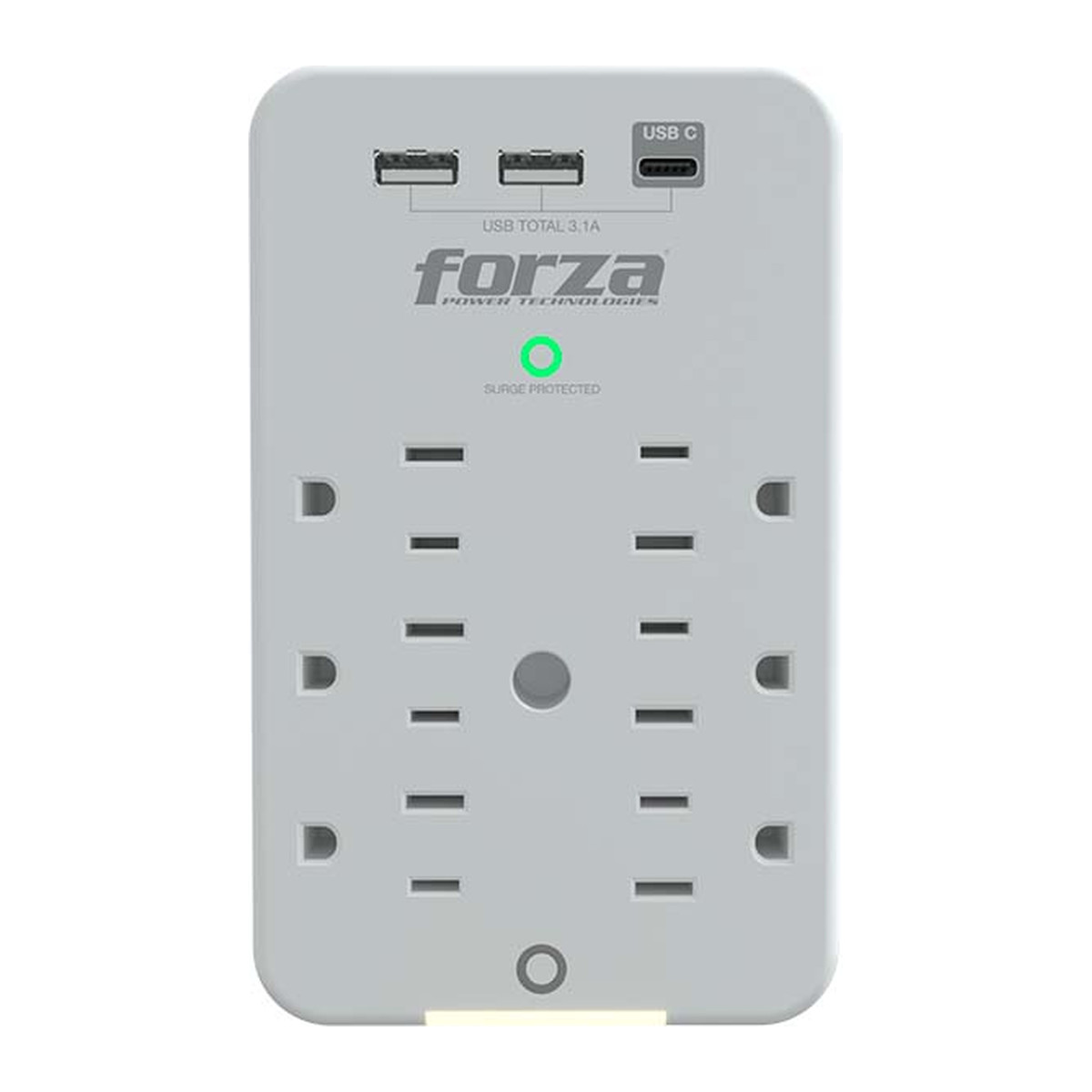 Toma múltiple de pared Forza FWT-631USBC con USB-C 1875 W Blanco