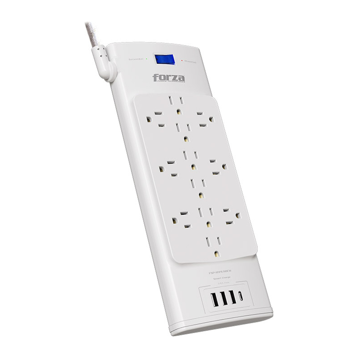 Protector de sobretensión Forza FSP-1221USBCW 2700 J 12 tomas con USB-A y USB-C