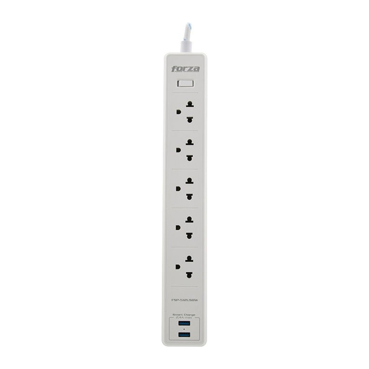 Protector de sobretensión Forza FSP-512USBW 5 tomacorrientes 2 USB 1200 J Blanco