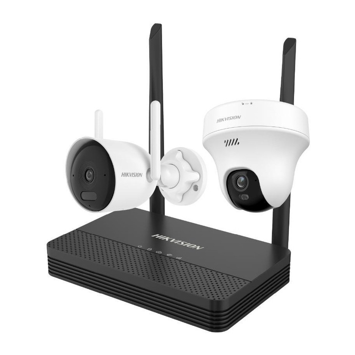 Kit de videovigilancia Wi-Fi Hikvision NKS4245WBTH con cámara bala de 4 MP, turret de 5 MP y grabador NVS