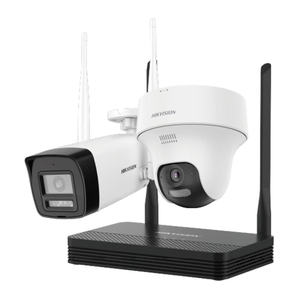 Kit de cámaras Wi-Fi Hikvision NKS424W02H 4 MP bala y turret con grabador Blanco