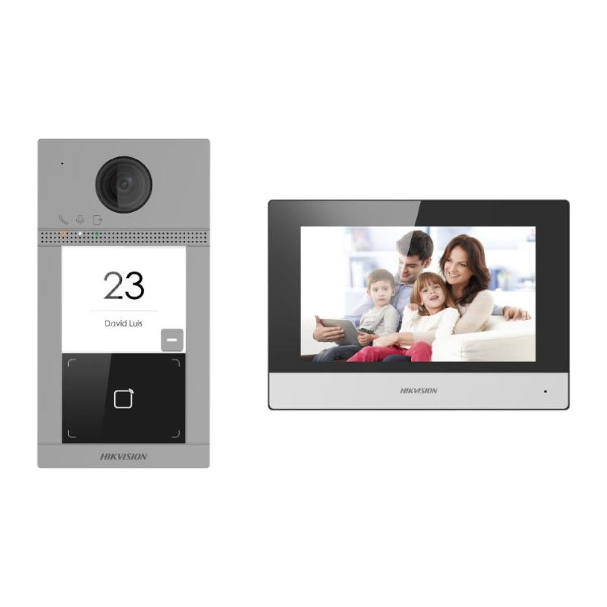 Kit de videoportero IP Hikvision DS-KIS604-P(C) con monitor de 7" Blanco