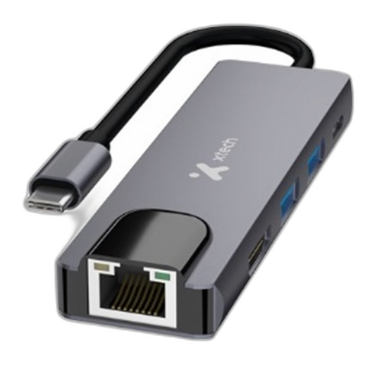 Xtech - Hub - 5 puertos - 5-in-1 USB-C® RJ-45 XTC-5