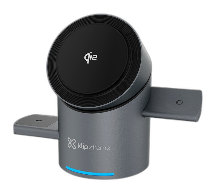 Klip Xtreme - Charging stand / battery charger - 15 Watt - 24 pin USB-C - Cellular phone / Wireless earbuds / Apple AirPods / Apple Watch - Wireless - Para Smartphones