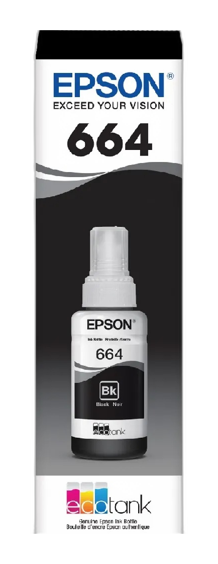 Epson T664 - 70 ml - negro - recarga de tinta - para Epson L110, L200, L310, L380, L395, L495, L575, L606, L655, L656, L1300, L1455