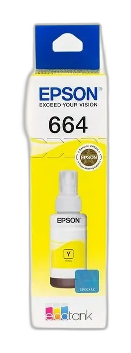 Epson T664 - Amarillo - original - recarga de tinta - para Epson L380, L386, L395, L495; EcoTank ET-2600, 2650, L1455, L396, L606, L656