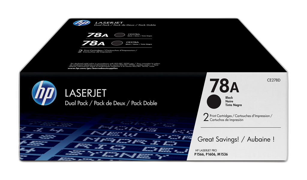 HP Pack de ahorro de 2 cartuchos de tóner original LaserJet 78A negro