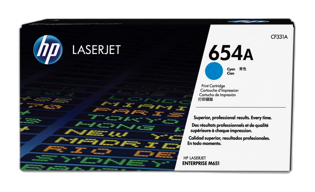 HP Cartucho de tóner original LaserJet 654A cian