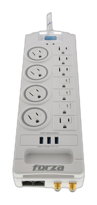 Surge protector Forza AC 110/220 V 11 Tomas de Corriente NEMA 3USB 5ft