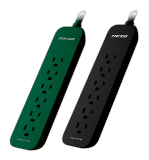 Surge protector Forza AC 110/220 V 6 Tomas de Corriente 500J 2Pack GR/BK