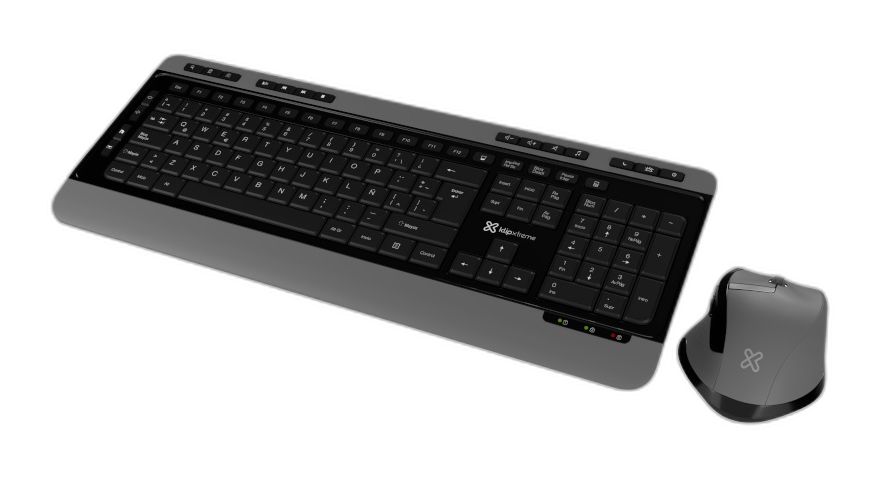 Teclado y ratón inalámbrico Klip Xtreme KBK-520 2.4 GHz negro y gris