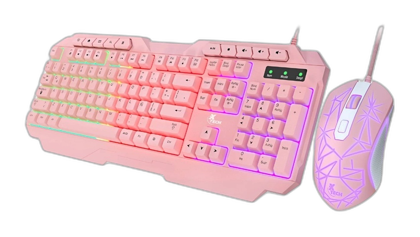 Teclado y mouse Xtech XTK-540S rosa gaming