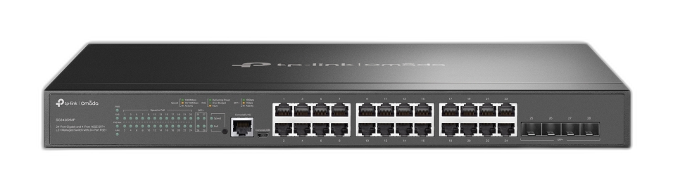 TP-Link Omada SG3428XMP switch Gestionado L2+ Gigabit Ethernet (10/100/1000) Energía sobre Ethernet (PoE) 1U Negro