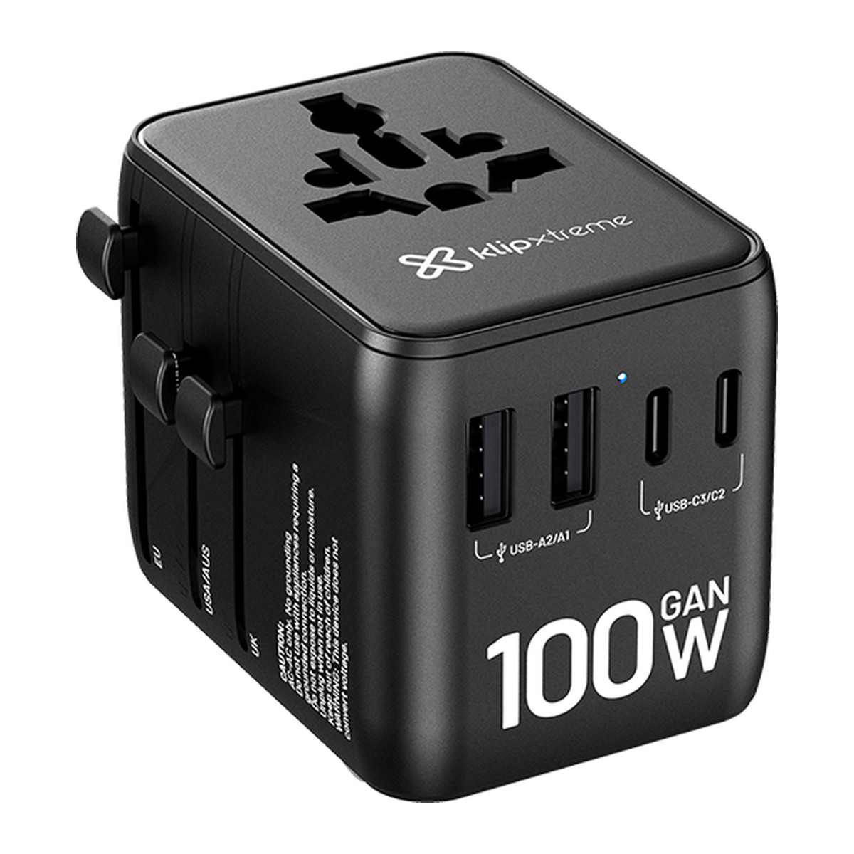 Adaptador de viaje universal Klip Xtreme PowerWall Uni 100 KMC-750 100 W Negro