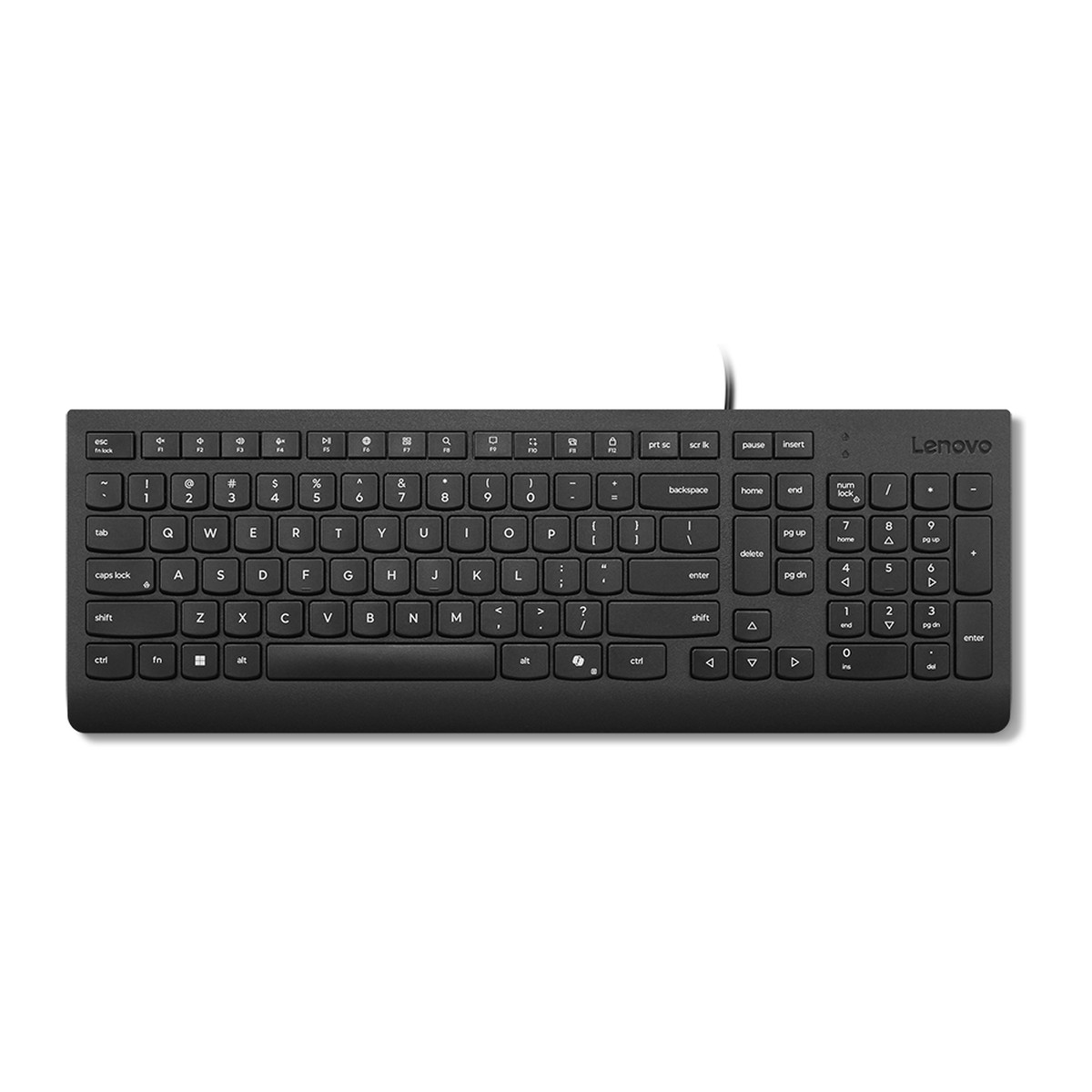 Teclado alámbrico USB Lenovo Essential Wired español latinoamericano Negro
