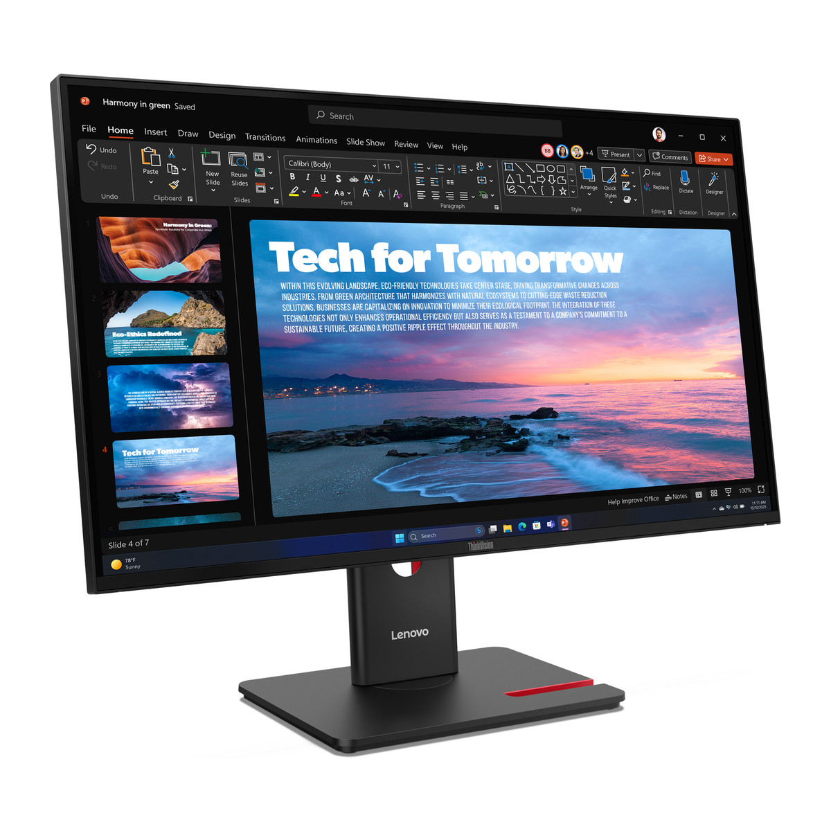 Monitor Lenovo ThinkVision T27QD-40 27" QHD IPS 120 Hz USB-C con base ajustable