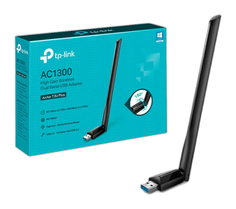 Adaptador de Red USB a Wi-Fi TP-Link Archer T3U Plus Doble Banda AC1300