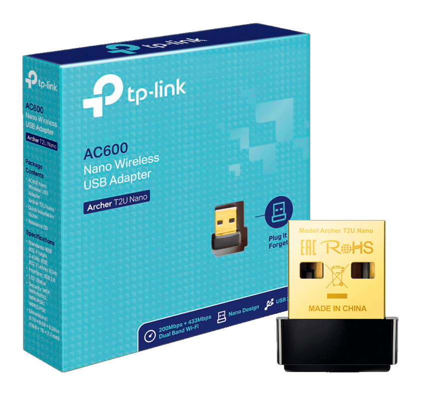 Adaptador de Red USB a Wi-Fi Bluetooth TP-Link Archer T2UB Nano AC600