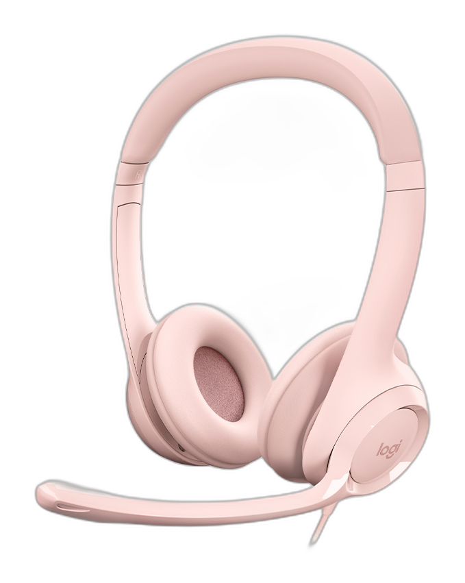 Audífonos Logitech H390 USB rosado con micrófono