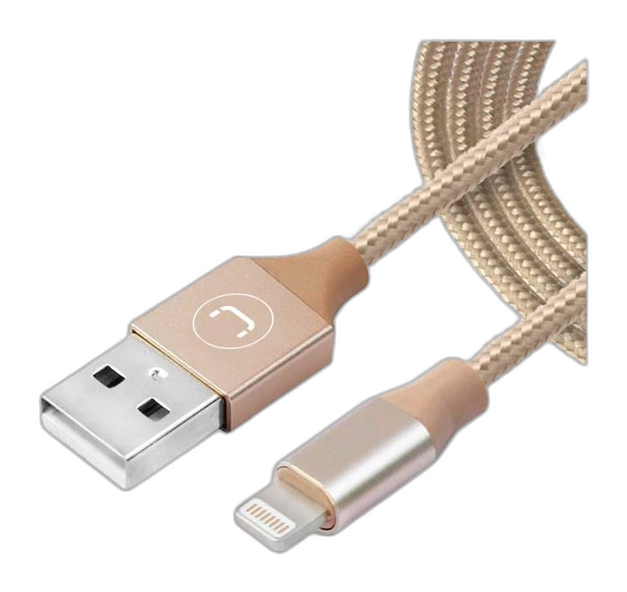 Cable USB a Lightning Unno Tekno CB4061GD 1.5 Metros Trenzado Dorado