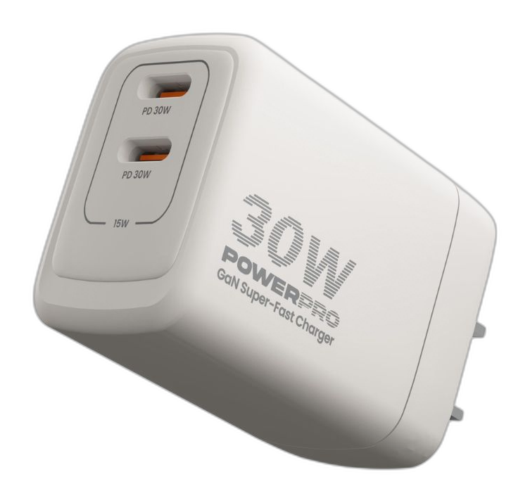 Cargador de Pared Unno Tekno PW5064WT PowerPro Dual USB-C 30W​​ Blanco