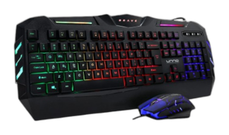 Teclado y mouse gaming Unno Tekno Brave negro