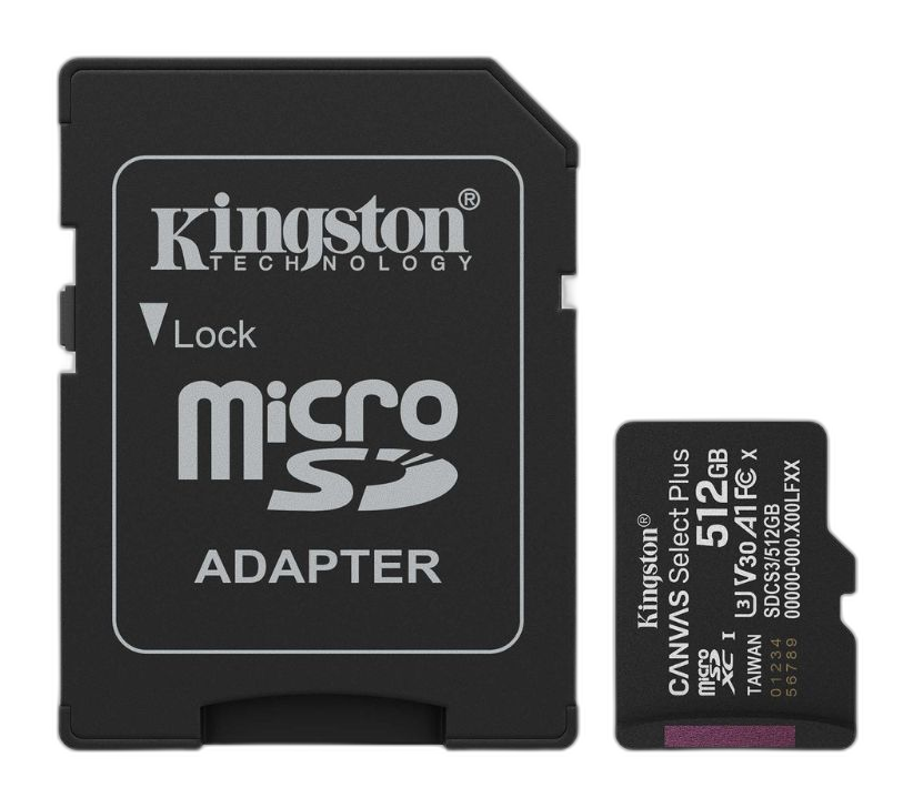 Tarjeta Micro SD Kingston Canvas Select Plus 512GB Clase 10 100Mbps