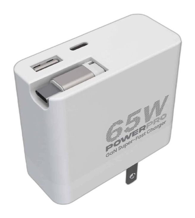 Cargador de pared Unno Tekno PW5072WT GaN 65W USB-A/C blanco