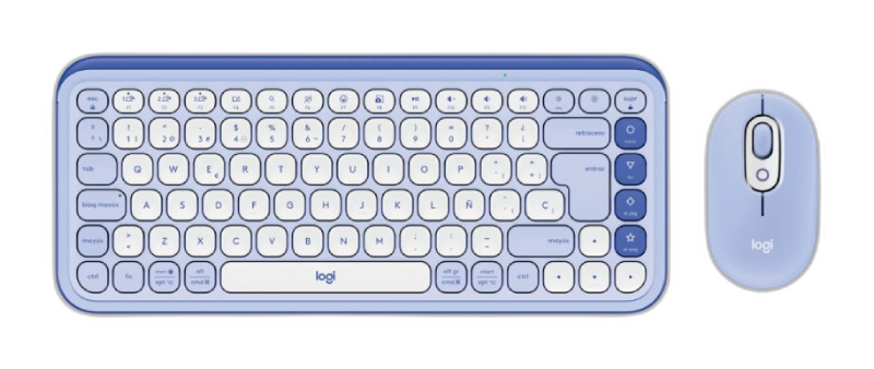 Teclado y mouse inalámbrico Logitech POP Icon lila y blanco