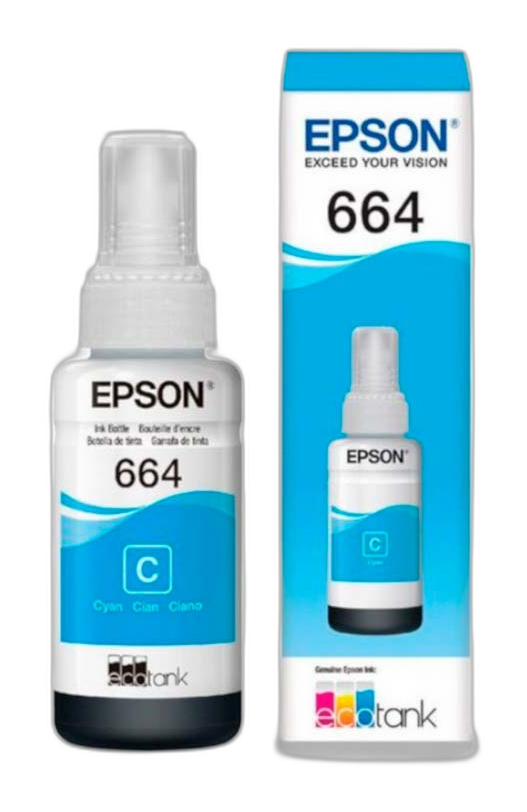 Botella de Tinta Epson T664 Cian 70ml
