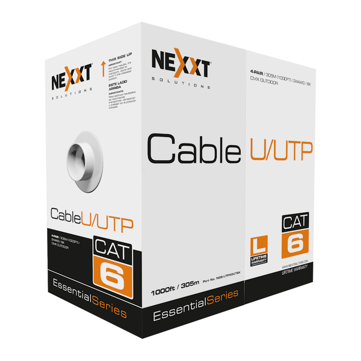 Cable de red Nexxt Solutions Cat6 U/UTP exterior CMX 305 m Negro