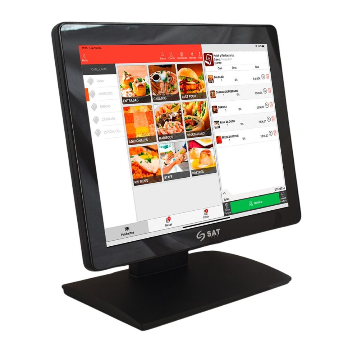 Monitor táctil SAT 1054FPH 15" capacitivo HDMI VGA Negro